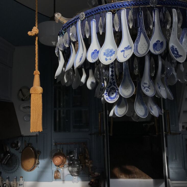 Annie shares a home decorated with objects that are nearly all found, salvaged, made, or repurposed. Exhibit A: this incredible chandelier of thrifted Chinese spoons. Photograph by Helma Bongenaar, from Dutch Light: A Collector’s Vintage-Filled Home in a Former Tavern in Amsterdam.