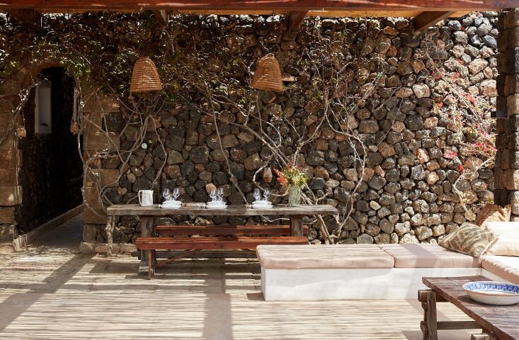 Photograph via Parco dei Sesi, from An Oasis on an Italian Island (With 9 Design Ideas to Borrow). (For a similar woven pendant light, consider the Beehive Outdoor Pendant at Lumens.)
