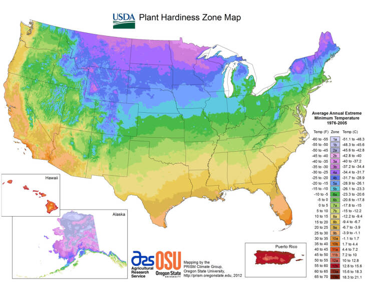  USDA Hardiness Zone Map 2012
