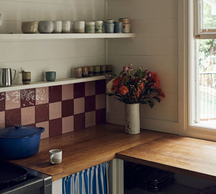 Photograph by Amelia Rushforth, courtesy of In Bed, from Trend Alert: The Case for Burgundy Accents in the Kitchen.
