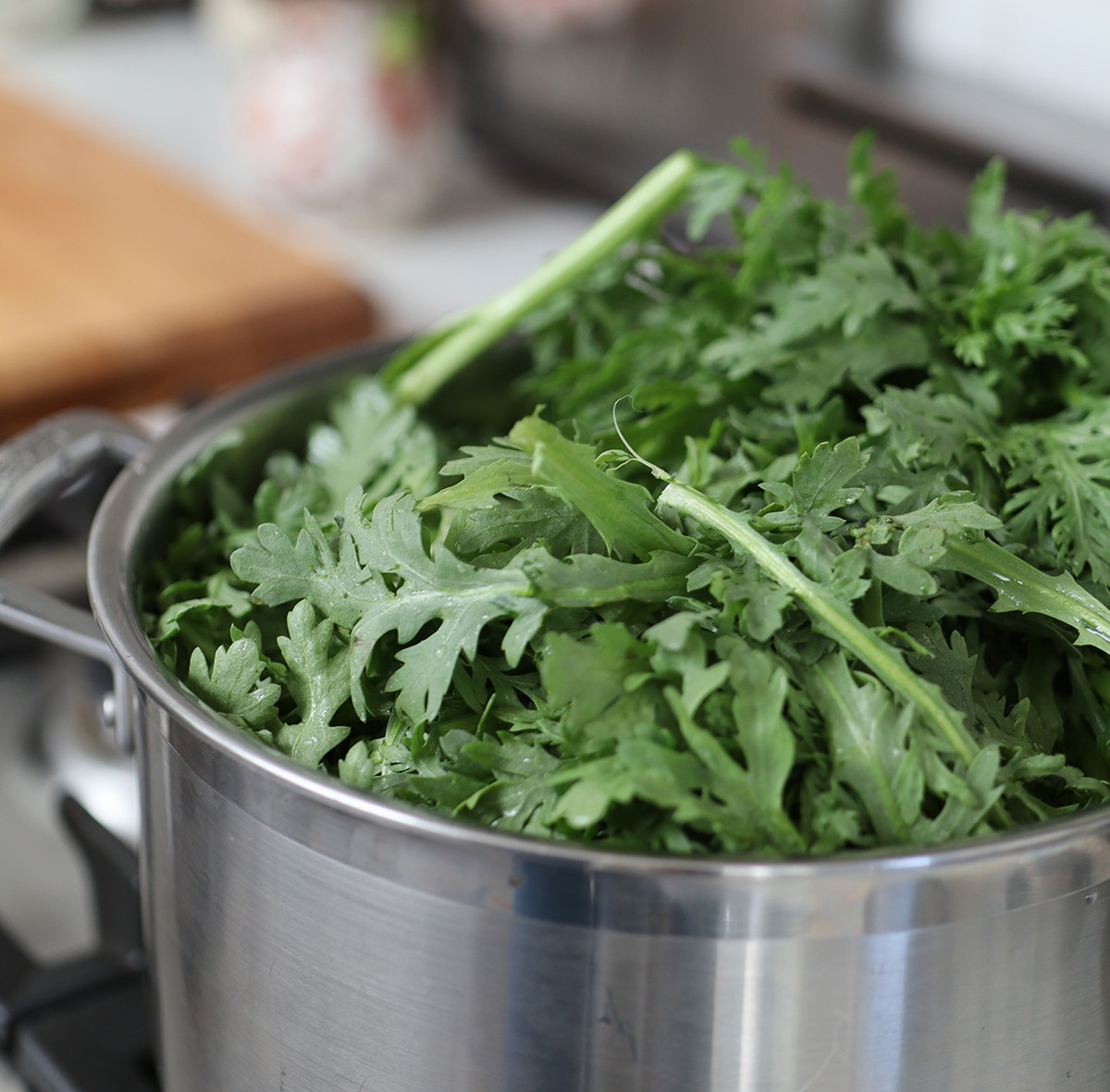 Chrysanthemum Greens A Pie Recipe that Features the Asian Vegetable