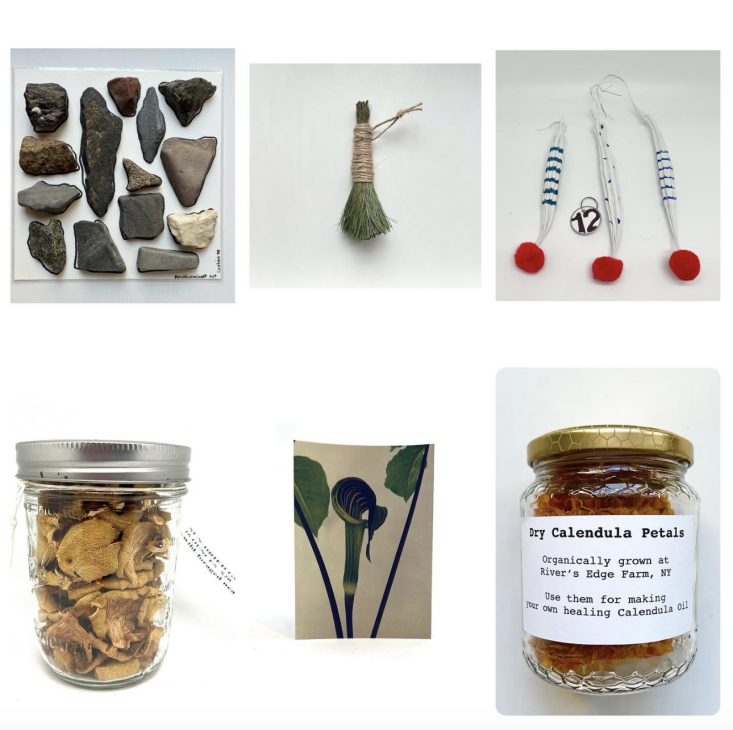 \2\20;These 6 products are very special to me because they were either found, foraged or grown near my home,\2\2\1; Priscilla wrote on Instagram. The rocks in the rock puzzle were collected from the riverbank; the brush is made from the needles of a white pine tree she planted; the Christmas ornaments, from okra from her garden; the Calendula is also from her garden; the Jack in the Pulpit card is from a photograph she took; and the dried golden oysters are from the woodland on her property.