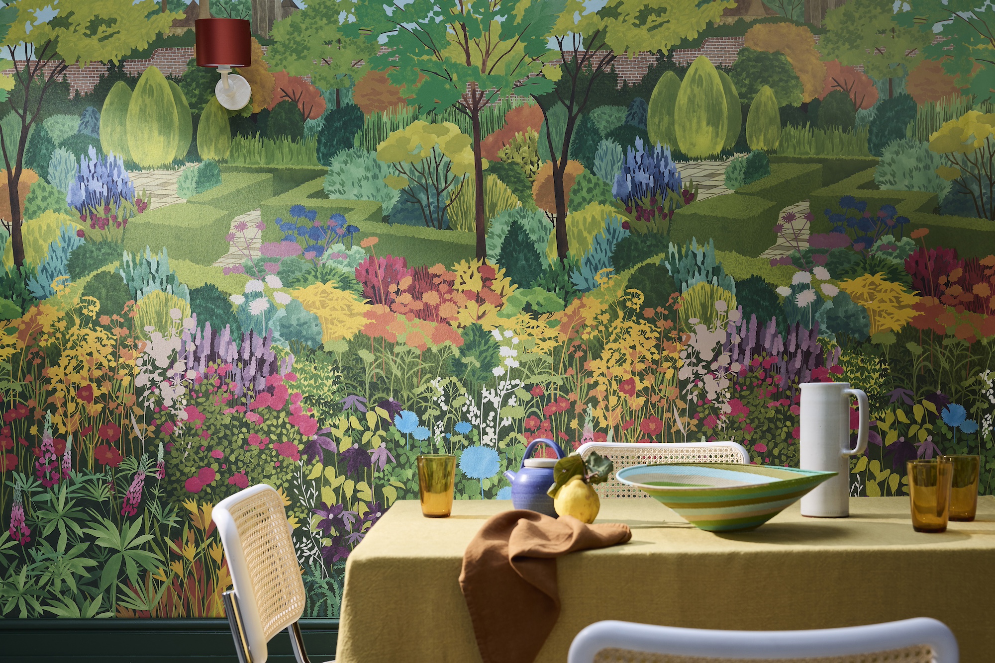 \2\20;Castle Garden\2\2\1; is a riff on Sissinghurst and is \2\20;one of the most beautiful wallpapers in the collection,\2\2\1; says Ruth. \2\20;Sissinghurst castle and gardens were bought by Vita Sackville-West and her husband, who made it into the incredible, creative landscape it is today. Vita had no formal gardening training, but she designed a sensory garden scheme made up of beautiful, vibrant colours.\2\2\1;