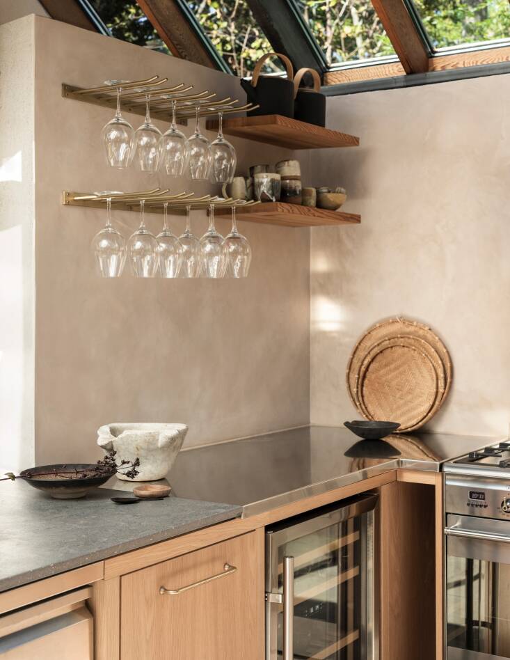 The walls are finished in tadelakt, a traditional Moroccan plaster.