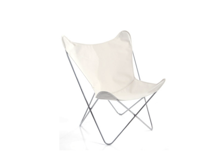 The classic Butterfly Chair, with stainless steel frame and white canvas, is \$600 at Circa50. (Steele Canvas also has a version with a black frame for \$449.95.)