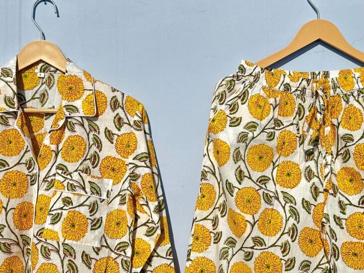  Above: \2\20;I have a real predilection for cotton pajama sets—there\2\17;s almost nothing I like more than putting on a crisp pair and getting into bed early with a book. I recently stumbled on this Etsy shop with block-printed designs and ordered several, including this sunny pair.\2\2\1; \2\1\1; Annie Quigley; photo from The Patchwork Boutique